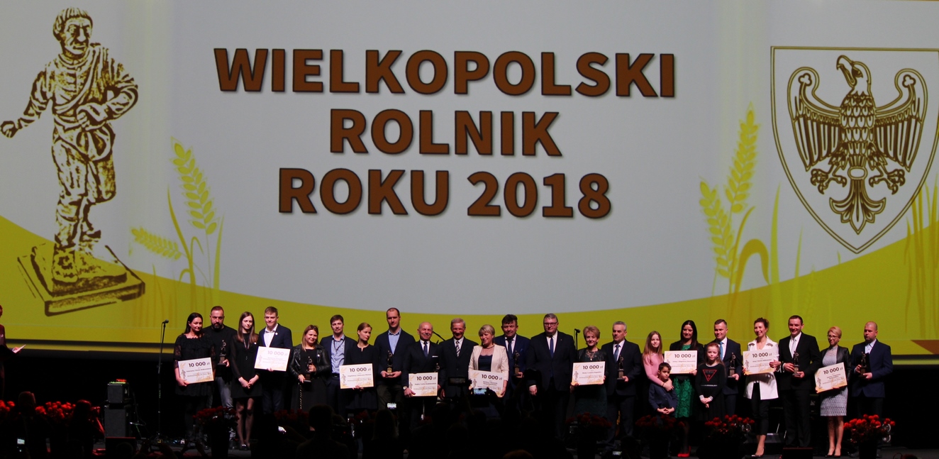 Laureaci Konkursu Wielkopolski Rolnik Roku 2018 podczas uroczystej Gali rozdania nagród